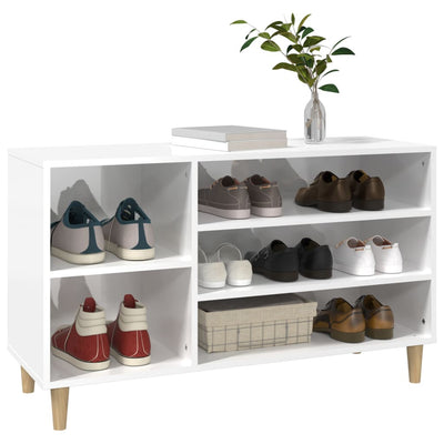 Shoe Cabinet High Gloss White 102x36x60 cm Engineered Wood Payday Deals