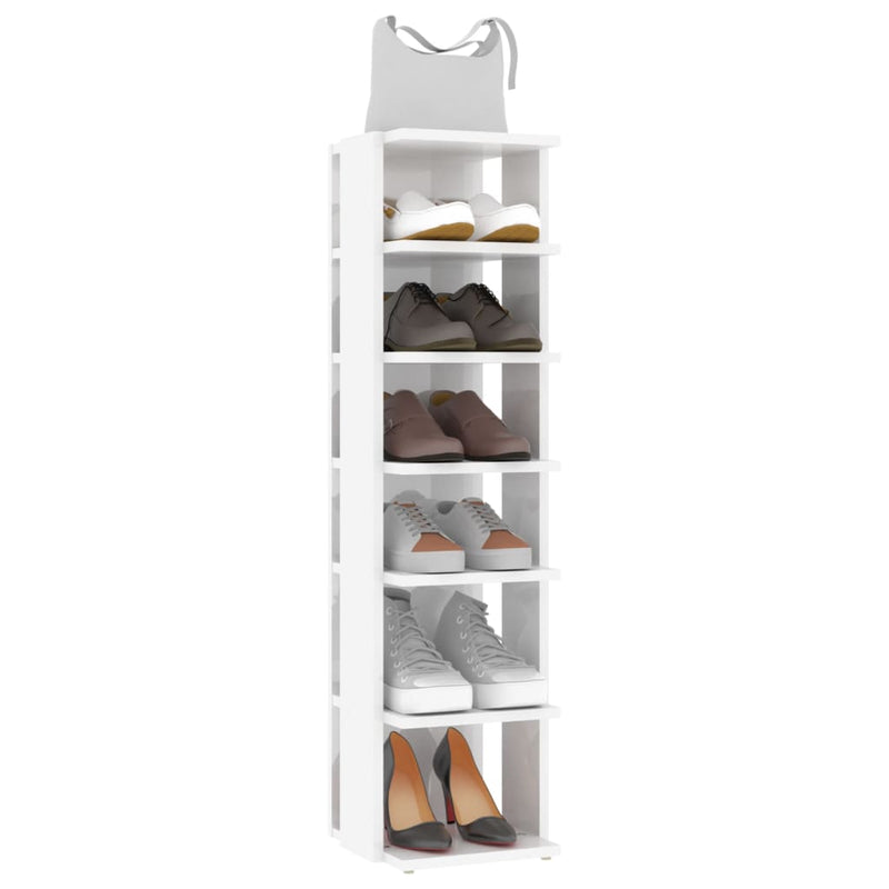 Shoe Cabinet High Gloss White 27.5x27x102 cm Engineered Wood Payday Deals