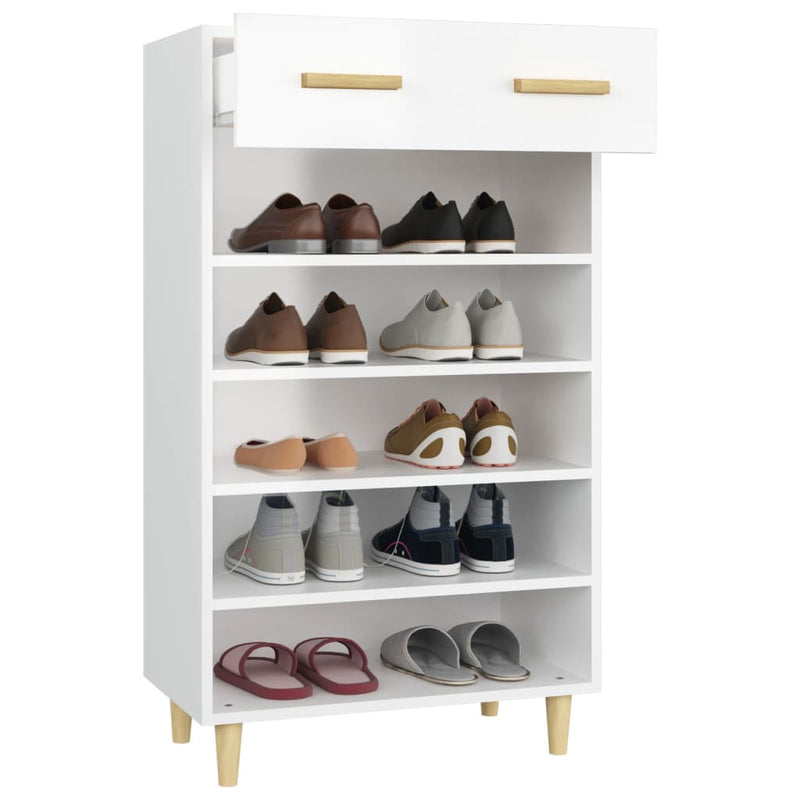 Shoe Cabinet High Gloss White 60x35x105 cm Engineered Wood Payday Deals