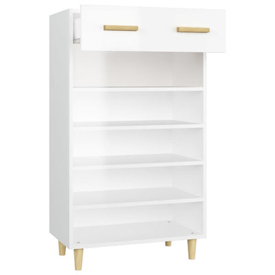Shoe Cabinet High Gloss White 60x35x105 cm Engineered Wood Payday Deals