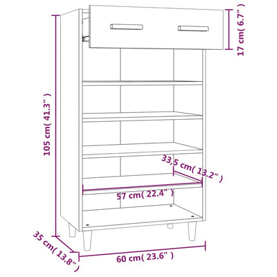 Shoe Cabinet High Gloss White 60x35x105 cm Engineered Wood Payday Deals