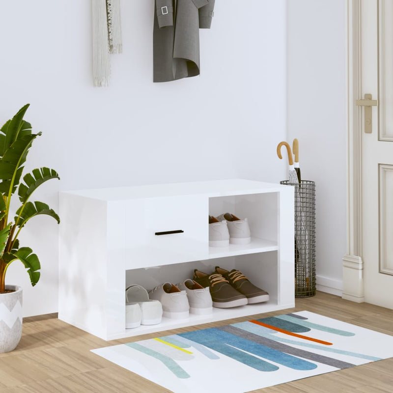 Shoe Cabinet High Gloss White 80x35x45 cm Engineered Wood Payday Deals