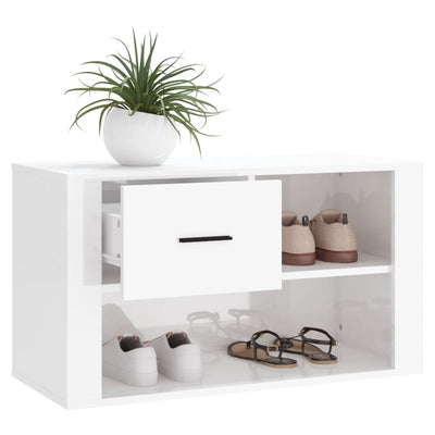 Shoe Cabinet High Gloss White 80x35x45 cm Engineered Wood Payday Deals