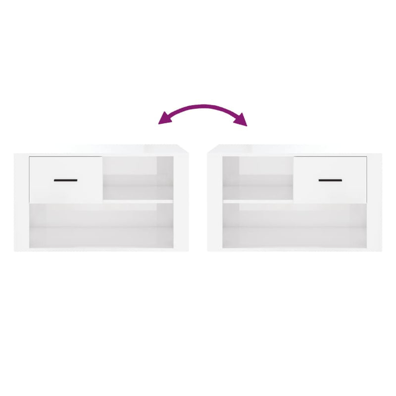 Shoe Cabinet High Gloss White 80x35x45 cm Engineered Wood Payday Deals