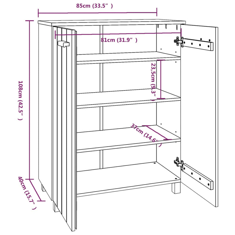 Shoe Cabinet Honey Brown 85x40x108 cm Solid Wood Pine Payday Deals