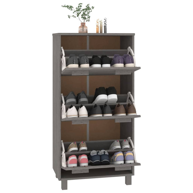 Shoe Cabinet Light Grey 59.5x35x117 cm Solid Wood Pine Payday Deals