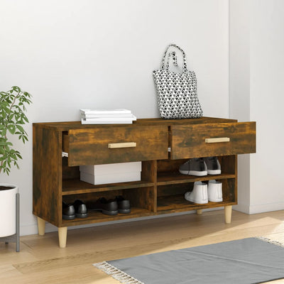 Shoe Cabinet Smoked Oak 102x35x55 cm Engineered Wood Payday Deals