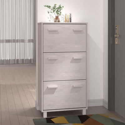 Shoe Cabinet White 59.5x35x117 cm Solid Wood Pine