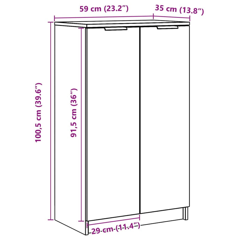 Shoe Cabinet White 59x35x100 cm Engineered Wood Payday Deals