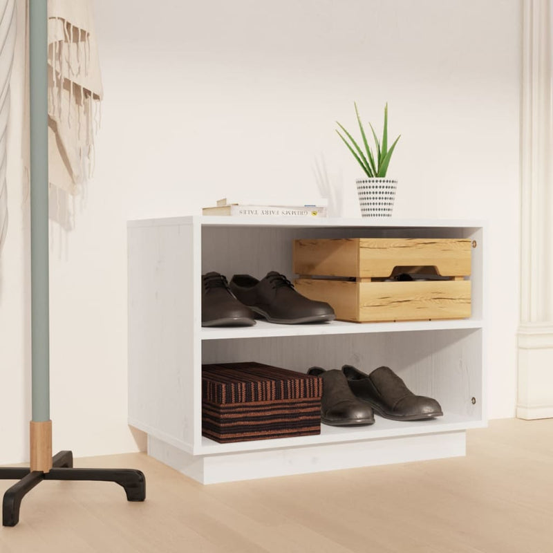 Shoe Cabinet White 60x34x45 cm Solid Wood Pine Payday Deals