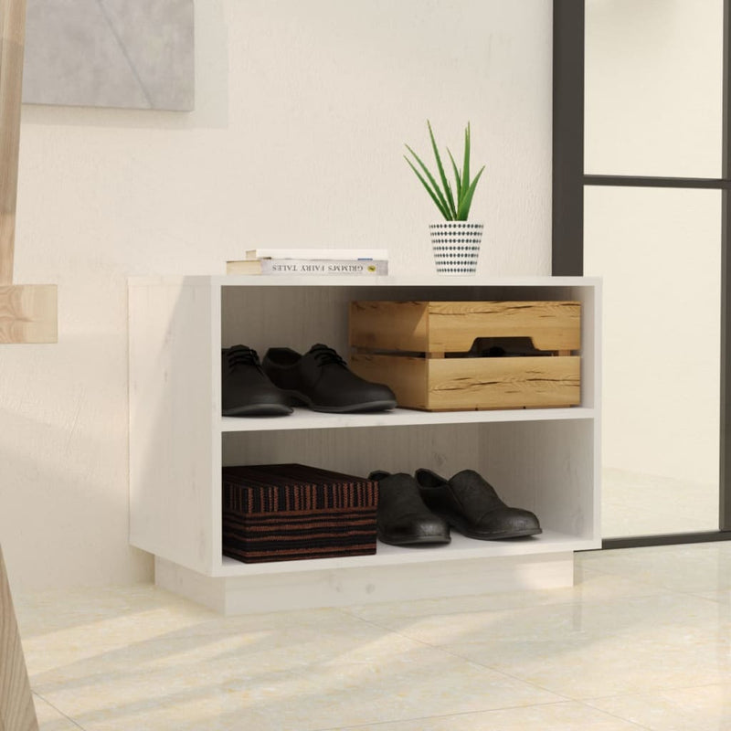 Shoe Cabinet White 60x34x45 cm Solid Wood Pine Payday Deals