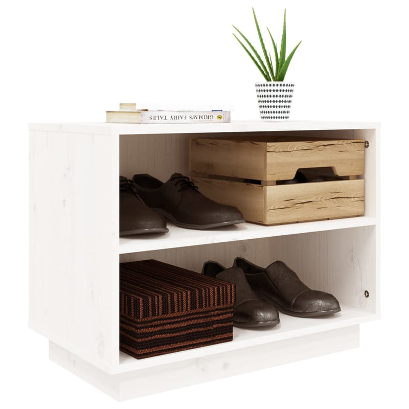 Shoe Cabinet White 60x34x45 cm Solid Wood Pine Payday Deals