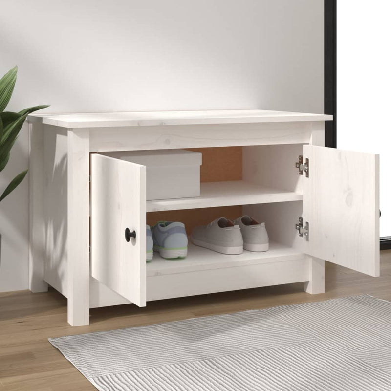 Shoe Cabinet White 70x38x45.5 cm Solid Wood Pine Payday Deals