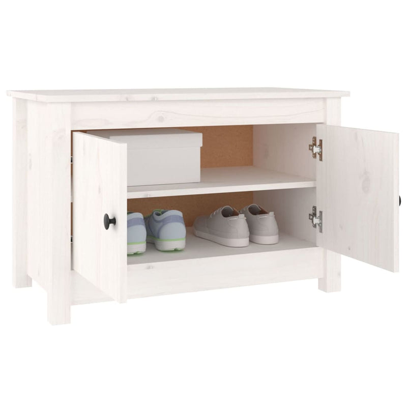 Shoe Cabinet White 70x38x45.5 cm Solid Wood Pine Payday Deals