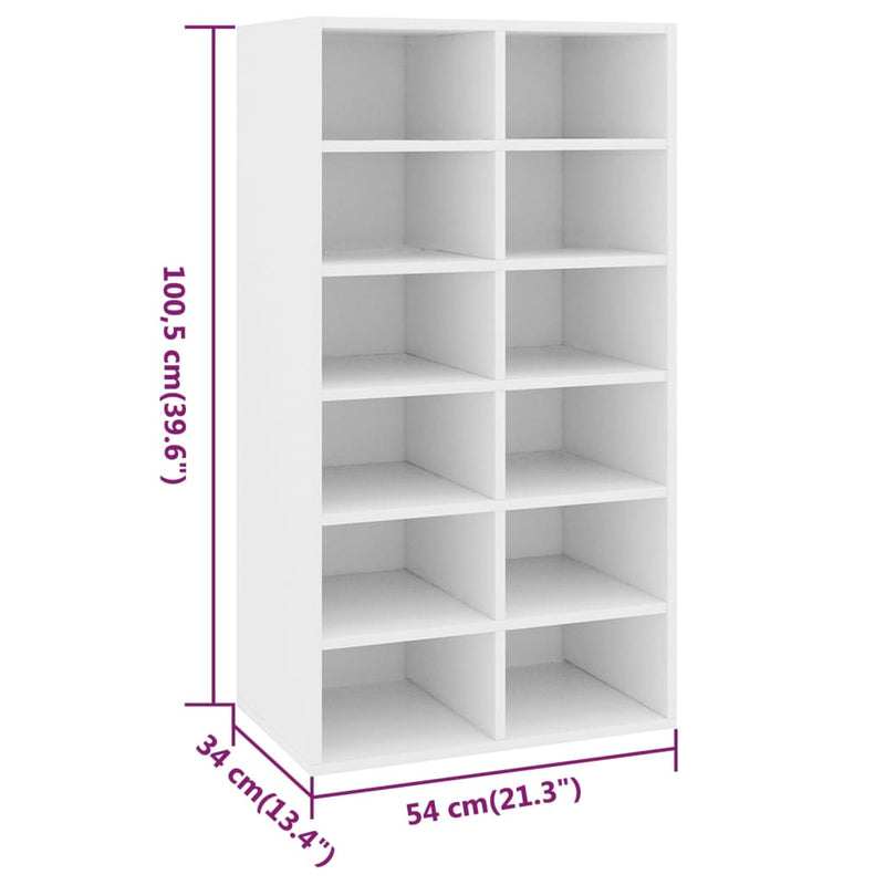 Shoe Rack White 54x34x100.5 cm Engineered Wood Payday Deals