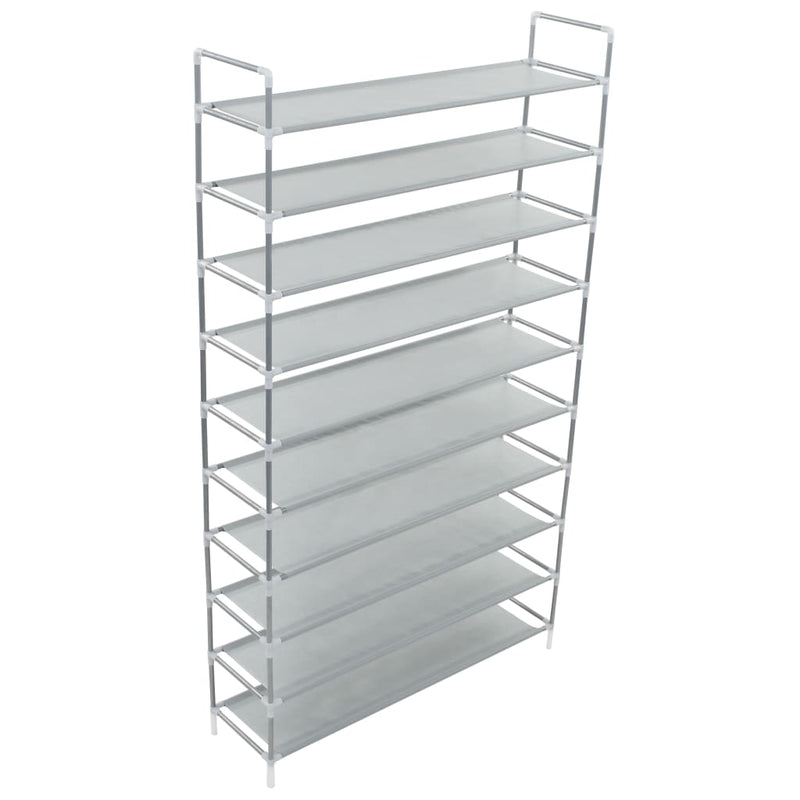 Shoe Rack with 10 Shelves Metal and Non-woven Fabric Silver Payday Deals