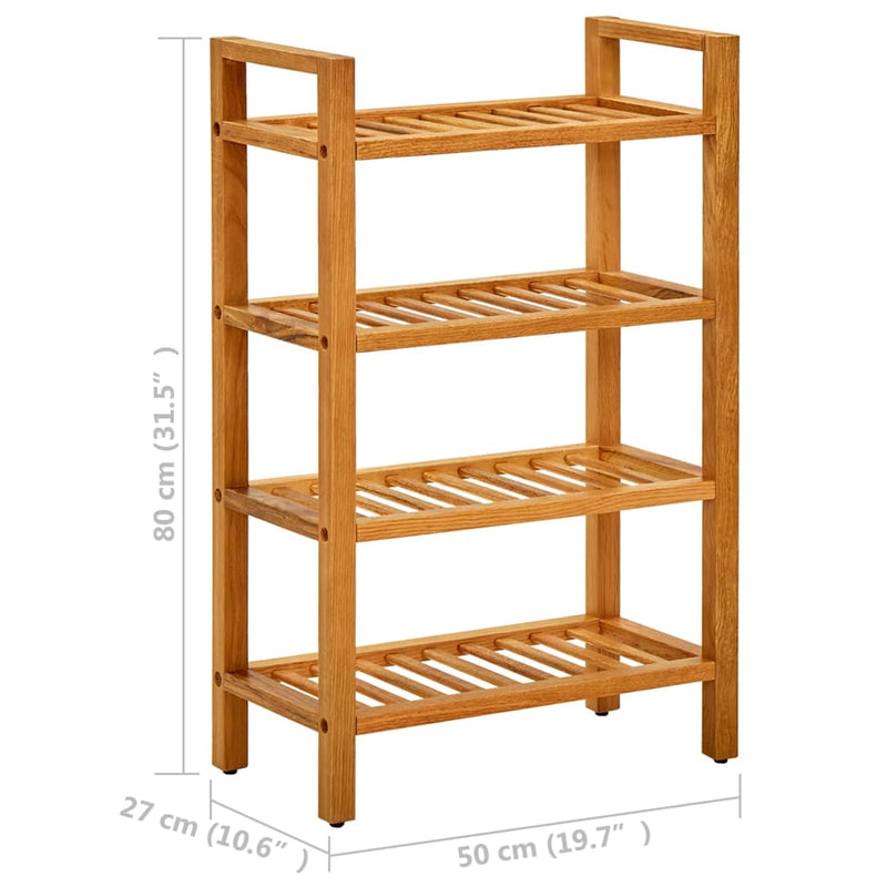 Shoe Rack with 4 Shelves 50x27x80 cm Solid Oak Wood Payday Deals