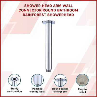 Shower Head Arm Wall Connector Round Bathroom Rainforest ShowerHead Payday Deals