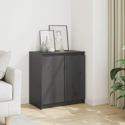 Side Cabinet Grey 60x36x65 cm Solid Pinewood Payday Deals