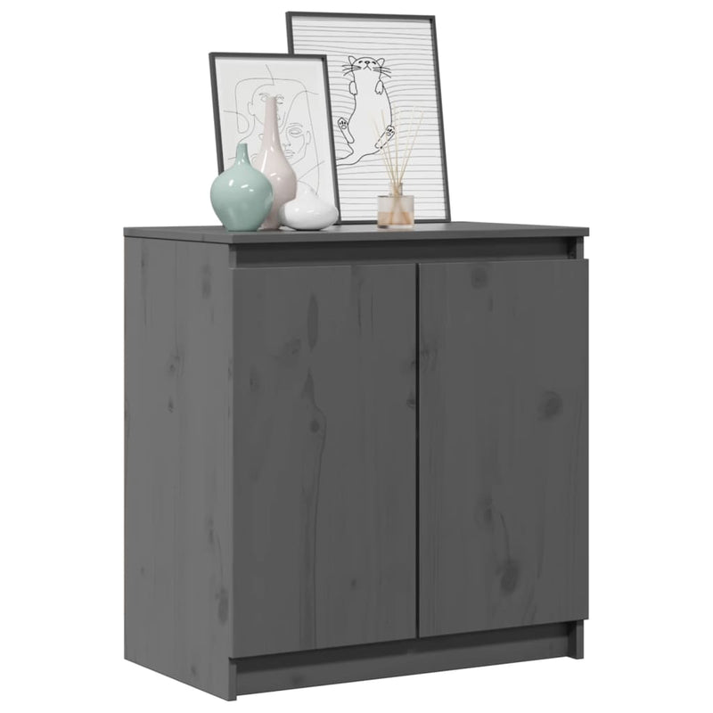 Side Cabinet Grey 60x36x65 cm Solid Pinewood Payday Deals