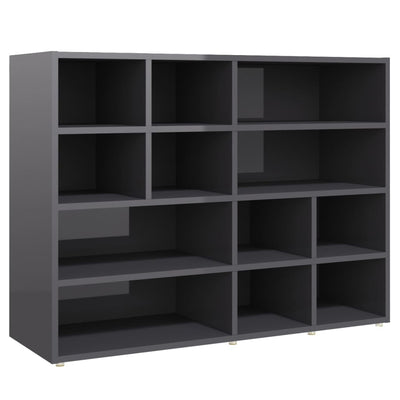 Side Cabinet High Gloss Grey 97x32x72 cm Engineered Wood Payday Deals