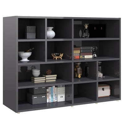 Side Cabinet High Gloss Grey 97x32x72 cm Engineered Wood Payday Deals