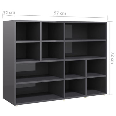 Side Cabinet High Gloss Grey 97x32x72 cm Engineered Wood Payday Deals