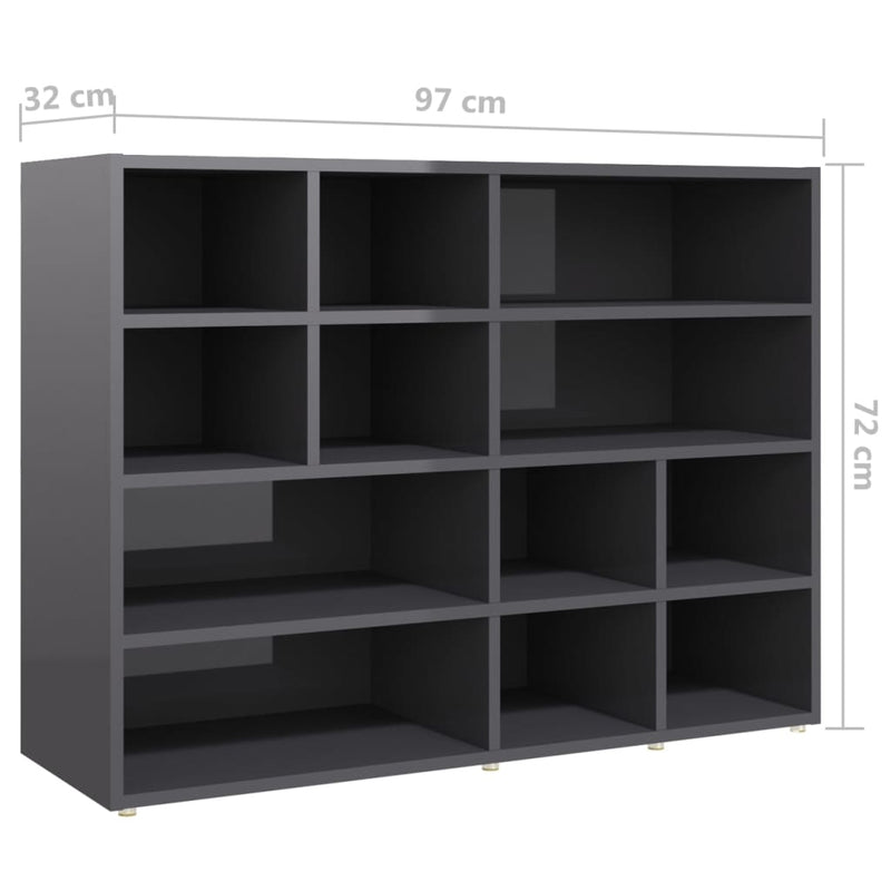 Side Cabinet High Gloss Grey 97x32x72 cm Engineered Wood Payday Deals