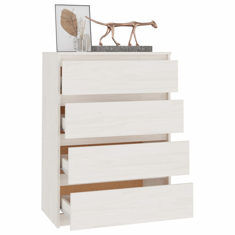 Side Cabinet White 60x36x84 cm Solid Pinewood Payday Deals