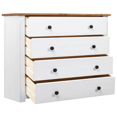 Side Cabinet White 80x40x73 cm Pine Panama Range Payday Deals