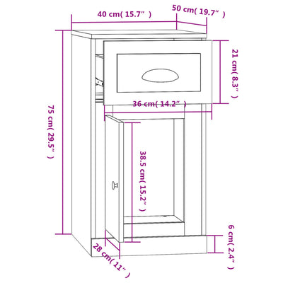 Side Cabinet with Drawer Grey Sonoma 40x50x75 cm Engineered Wood Payday Deals