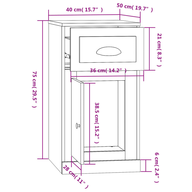 Side Cabinet with Drawer Grey Sonoma 40x50x75 cm Engineered Wood Payday Deals