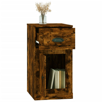 Side Cabinet with Drawer Smoked Oak 40x50x75 cm Engineered Wood Payday Deals