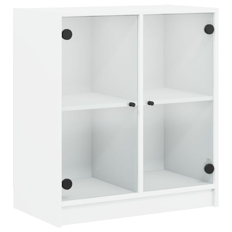 Side Cabinet with Glass Doors White 68x37x75.5 cm Payday Deals