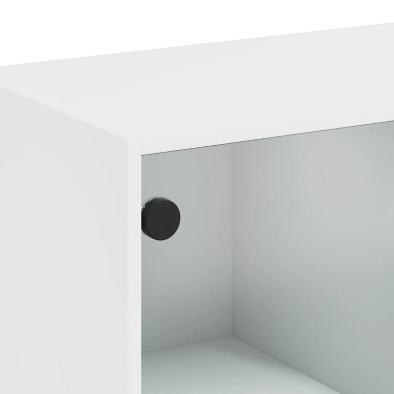 Side Cabinet with Glass Doors White 68x37x75.5 cm Payday Deals