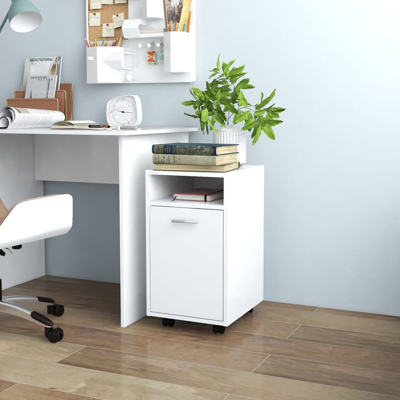 Side Cabinet with Wheels White 33x38x60 cm Engineered Wood Payday Deals