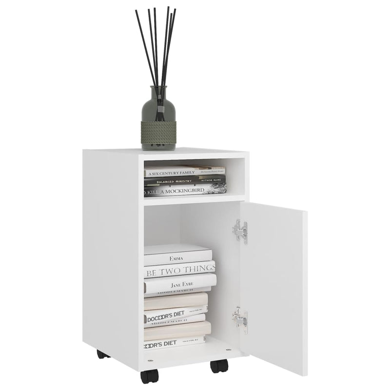 Side Cabinet with Wheels White 33x38x60 cm Engineered Wood Payday Deals