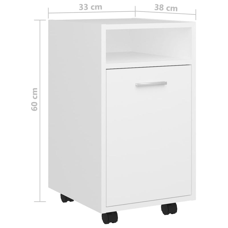 Side Cabinet with Wheels White 33x38x60 cm Engineered Wood Payday Deals