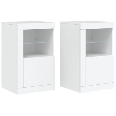 Side Cabinets with LED Lights 2 pcs White Engineered Wood Payday Deals