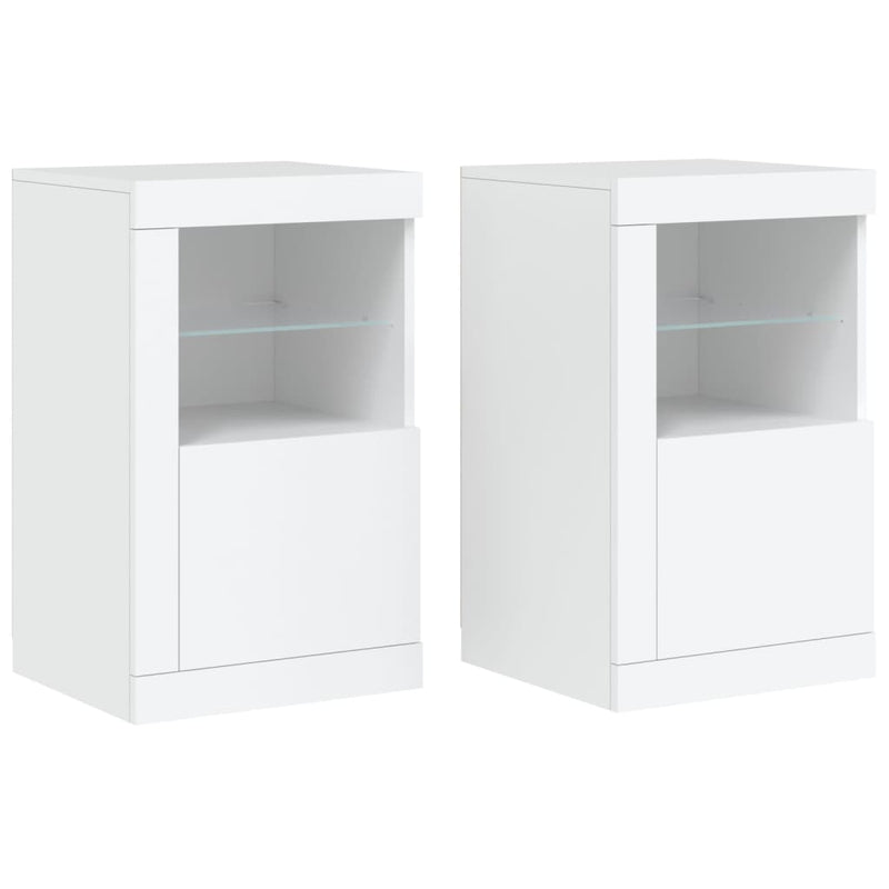Side Cabinets with LED Lights 2 pcs White Engineered Wood Payday Deals