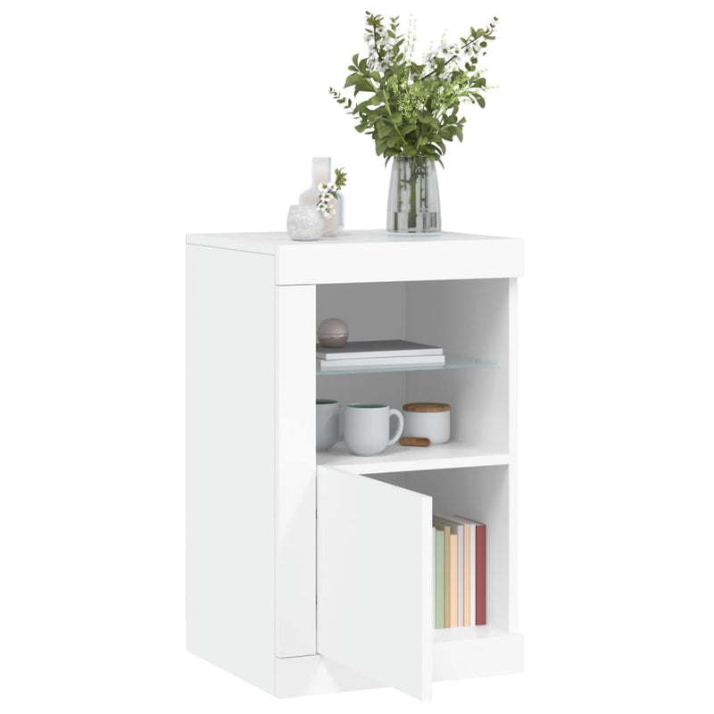 Side Cabinets with LED Lights 2 pcs White Engineered Wood Payday Deals