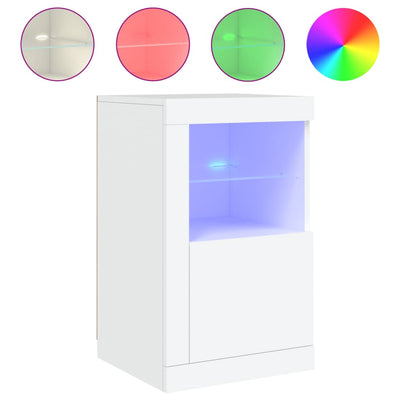 Side Cabinets with LED Lights 2 pcs White Engineered Wood Payday Deals