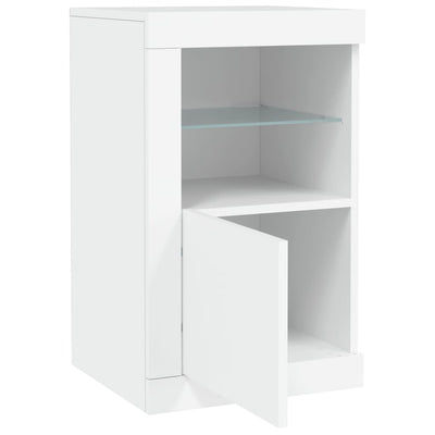 Side Cabinets with LED Lights 2 pcs White Engineered Wood Payday Deals