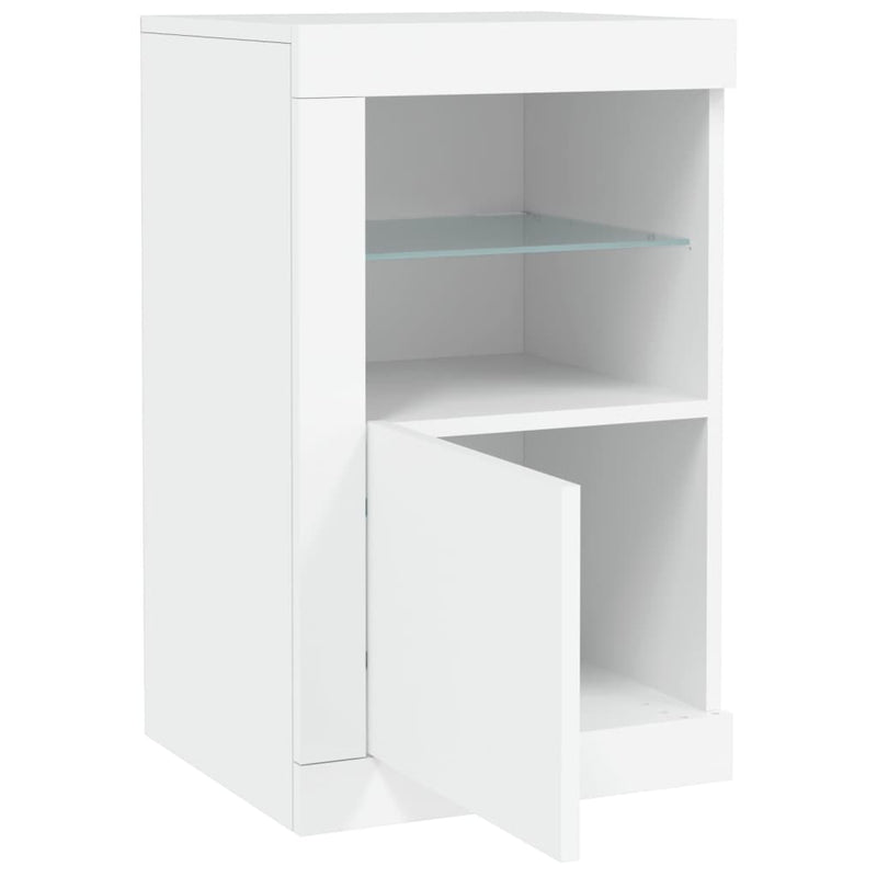 Side Cabinets with LED Lights 2 pcs White Engineered Wood Payday Deals