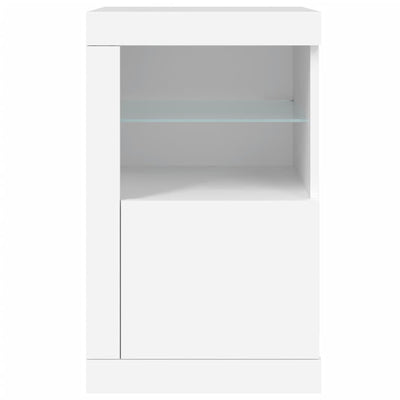 Side Cabinets with LED Lights 2 pcs White Engineered Wood Payday Deals