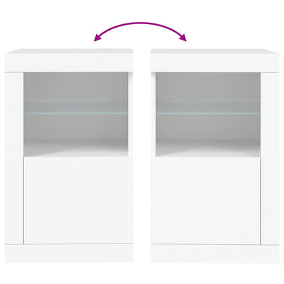 Side Cabinets with LED Lights 2 pcs White Engineered Wood Payday Deals