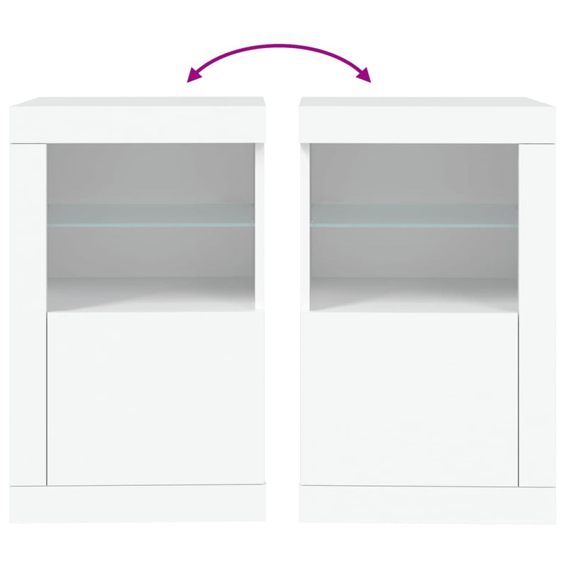 Side Cabinets with LED Lights 2 pcs White Engineered Wood Payday Deals