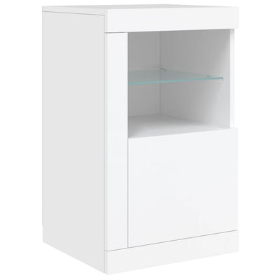 Side Cabinets with LED Lights 2 pcs White Engineered Wood Payday Deals