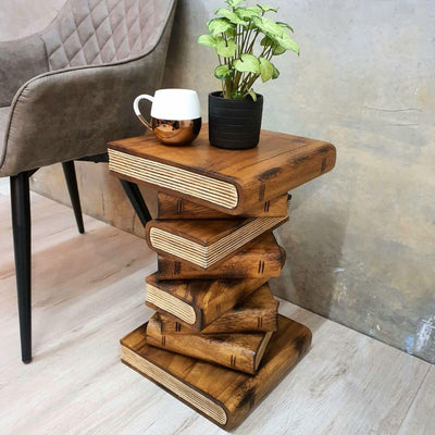 Side Table, corner Stool, Plant Stand Raintree Wood Natural Finish-Book Payday Deals