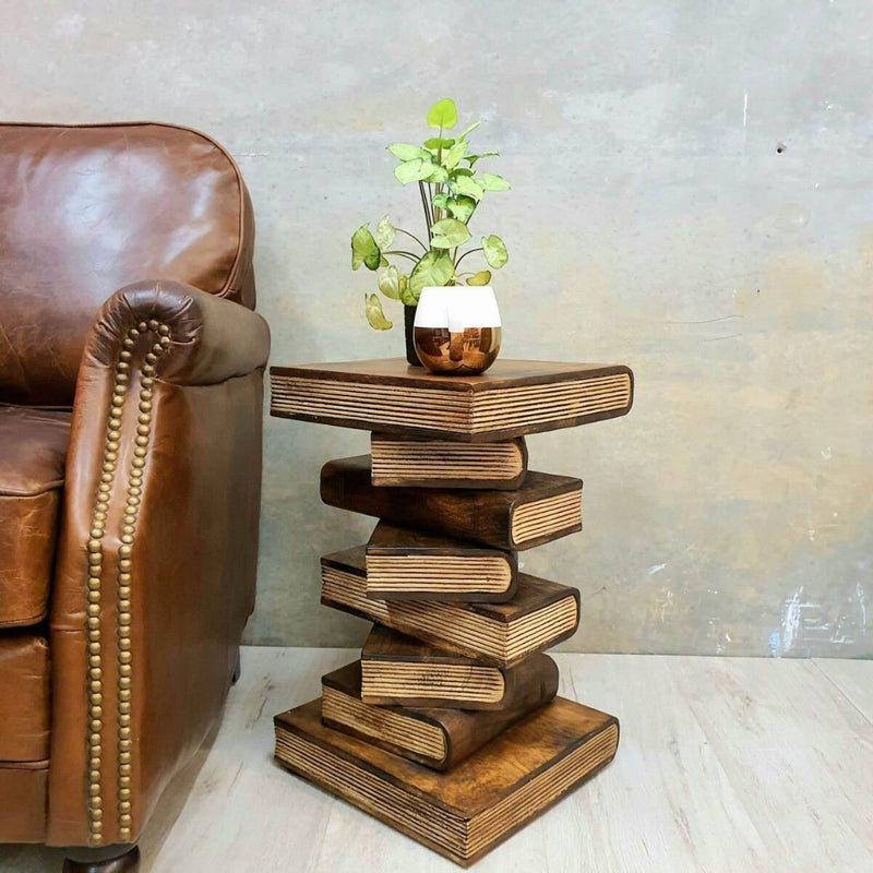 Side Table, corner Stool, Plant Stand Raintree Wood Natural Finish-Book Payday Deals